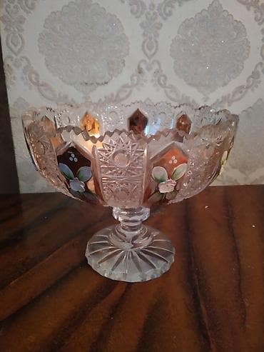 goz muncugu: Kəpənək kəsimli dekorativ şirniyyat/qənd qabı – ayaqlı kristal kasə - — 3