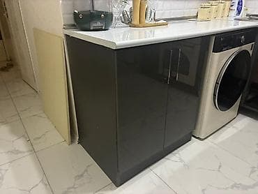 irsad qaz peci: Mətbəx mebel dəsti – parlaq qrafit/boz rəng - Üst şkaflar: düz — 5