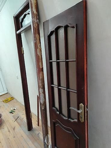 Taxta iç otaq qapısı dəsti - Material: ağac (tünd qəhvəyi rəngli) - — 2