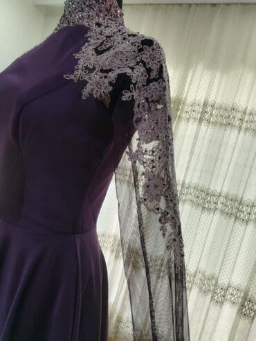 Нижнее белье: Bənövşəyi rəngdə zərif ziyafət/libas - Model: uzun ətəkli, tam qollu — 2