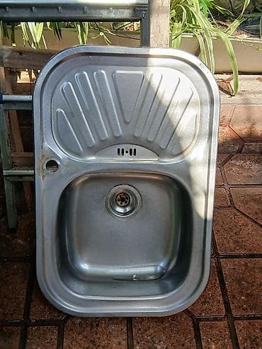 Mətbəx üçün paslanmayan poladdan birqablı lavabo + qurutma səthi — 2