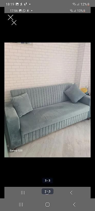 Ev üçün mebel: Mavi-yaşıl tonlarda, müasir dizaynlı 3 nəfərlik divan - Parça — 2