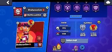 deri plaş: Brawl Stars hesabı - Kupa: 37,429 (Kupa Yolu III) - Dərəcə: 63 Maks — 3