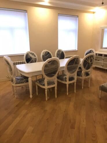 stul ev ucun: Qonaq otağı üçün, Açılmayan, Dördbucaq masa, 8 stul — 1