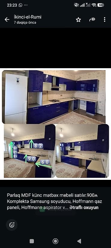 Parlaq MDF künc mətbəx mebeli satılır.900₼ Komplektə Samsung lalafo.az -da Parlaq MDF künc mətbəx mebeli satılır.900₼ Komplektə Samsung