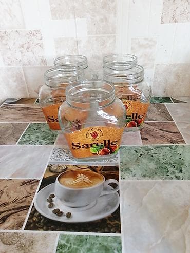sam: Sarelle şüşə bankalar dəsti - Brend etiketli, geniş boğazlı şüşə — 1