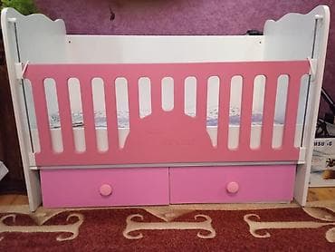 Для девочки, Четырехугольная, Колыбель, Без бортиков, С матрасом, Без механизма качания