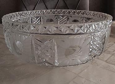 dibcek qabi: Kəsmə naxışlı şüşə/qədih qab - Material: qalın, şəffaf şüşə (kristal — 2