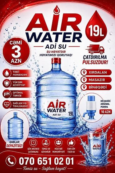 AIR WATER – 19L adi su - Təbii mənbədən, yüksək keyfiyyətli içməli su