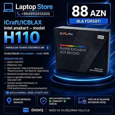 🔥 YENİ GƏLİB – CƏMİ 88 AZN! 🔥 💻 ICraft / ICBLAX H110 Intel Anakart