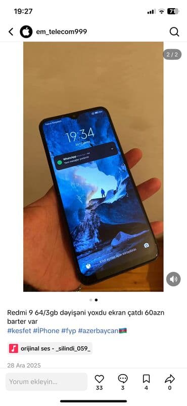Redmi 9, 64 GB, rəng - Qara, Barmaq izi
