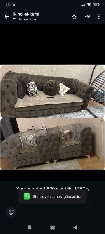 Divan və kreslo dəstləri: Divan, 2 kreslo — 1