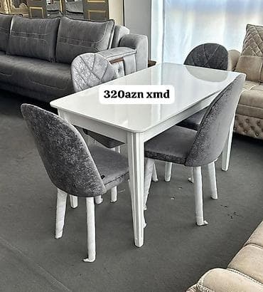 modern metbex mebelleri: Mətbəx üçün, Açılmayan, Dördbucaq masa, 4 stul — 1