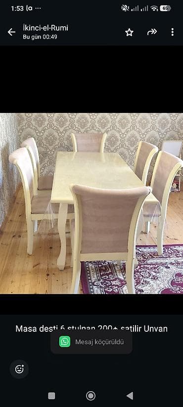 Masa desti 6 stulnan 200₼ satilir Unvan Bileceri &Rumi lalafo.az -da Masa desti 6 stulnan 200₼ satilir Unvan Bileceri &Rumi