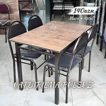 qədimi stul: Restoran, kafe, bağ, mətbəx üçün masa desti Masa + 4 Stul 140 azn Masa — 1