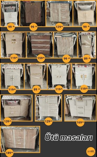 ütü masa: Ütü masaları – müxtəlif model və ölçülərdə Xüsusiyyətlər: - Üst hissə — 1