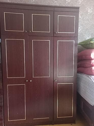 3 qapılı, Qəhvəyi, Taxta, Açılan, Düz dolab