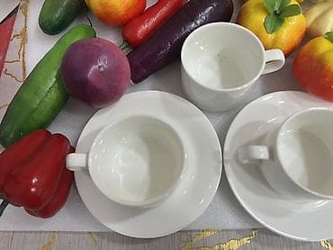 qab dəstləri: Çay dəsti, rəng - Ağ, Farfor — 3