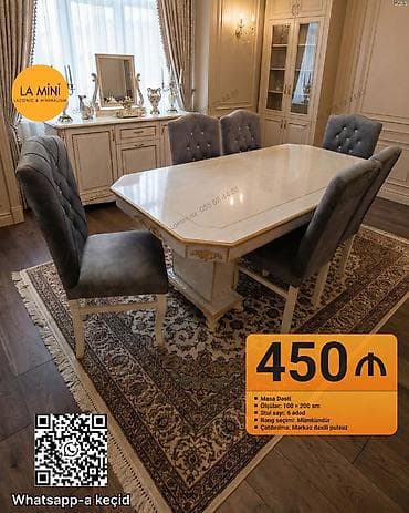 gaming oturacaq: Qonaq otağı üçün, Açılmayan, Dördbucaq masa, 6 stul — 1