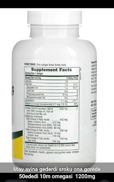 Bədənə qulluq: Omega 3-6-9 yumşaq kapsullar Məlumat: - Omeqa kompleksi: 3, 6 və 9 — 3
