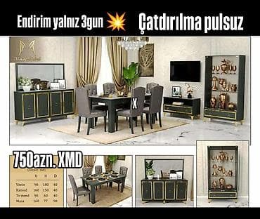 Qonaq otağı üçün, Açılmayan, Dördbucaq masa, 6 stul