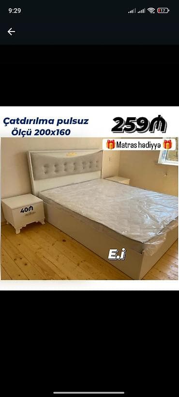 matrazlar: Yeni, İkinəfərlik çarpayı, Bazalı, Matras ilə — 1