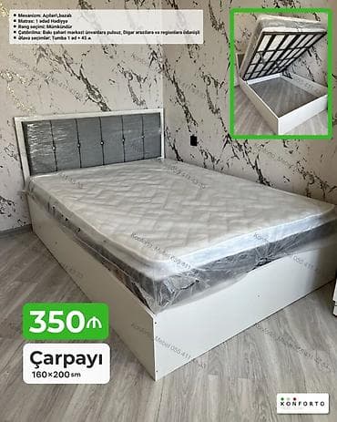 Çarpayı – 160×200 sm - Mexanizm: açılan/bazalı (yuxarı qalxan