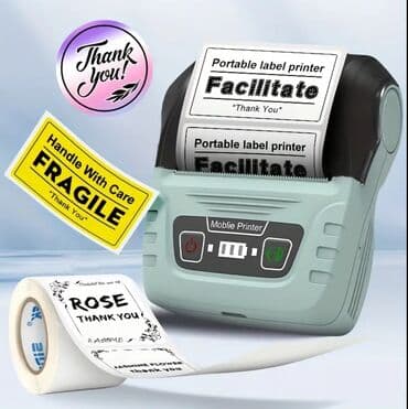 Sticker çap aparatı mini printer istədiyiniz yazı və şəkli ag qara