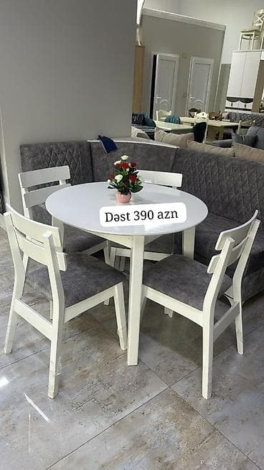 Mətbəx üçün, Yeni, Açılmayan, Yumru masa, 4 stul