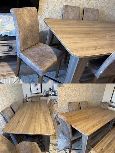 Qonaq otağı üçün, İşlənmiş, Açılan, Kvadrat masa, 6 stul