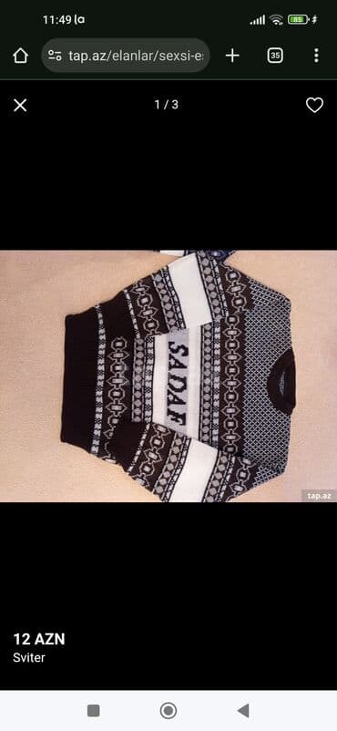 şəkilli uşaq sviterləri: Məhsul: Uşaq sviteri “SADAF” yazılı - Naxışlı trikotaj dizayn — 3