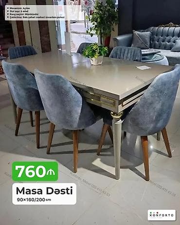 kohnə stul: Masa Dəsti – açılan mexanizmli, 6 stullu - Ölçü: 90×160/200 sm — 1