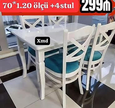 Mətbəx üçün, Yeni, Açılmayan, Dördbucaq masa, 4 stul