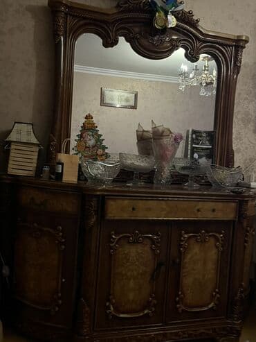 Məişət məhsulları: Klassik üslubda qonaq otağı dəsti - Material: ağac əsaslı, tünd qoz — 3