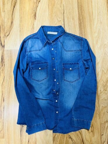 Qadın geyim dəsti – 4 məhsul birlikdə 1) Denim köynək - Tünd mavi