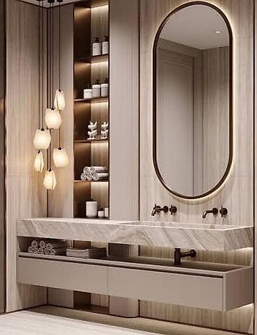 perla dolab: Mərmər üslublu hamam mebeli və lavabolar - Dizayn: Müasir, minimal — 2