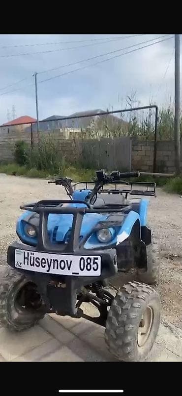 elektrik mopet: ATV kvadrosikl – mavi rəng, 4 təkərli, ön və arxa yük rəfləri ilə — 2