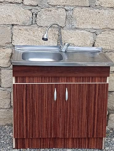 Mətbəx üçün lavabo və dolab dəsti - Üst hissə: paslanmayan poladdan