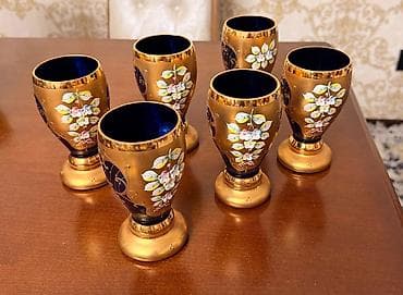 servant qablari: Qədəhlər, rəng - Qızılı, Şüşə, 6 ədədli dəst — 3