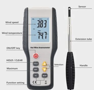 küləyin sürətini ölçən cihaz: Anemometr. Model: HTI HT-9829 - Külək sürəti və temperatur ölçən — 5