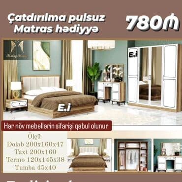 tuba: 2 təknəfərlik çarpayı, Dolab, Tumba, 2 tumba, Azərbaycan, Yeni — 4