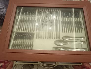 tort ucun sekiller: Paslanmayan poladdan geniş məişət çəngəl-bıçaq/qaşıq dəsti - Klassik — 2