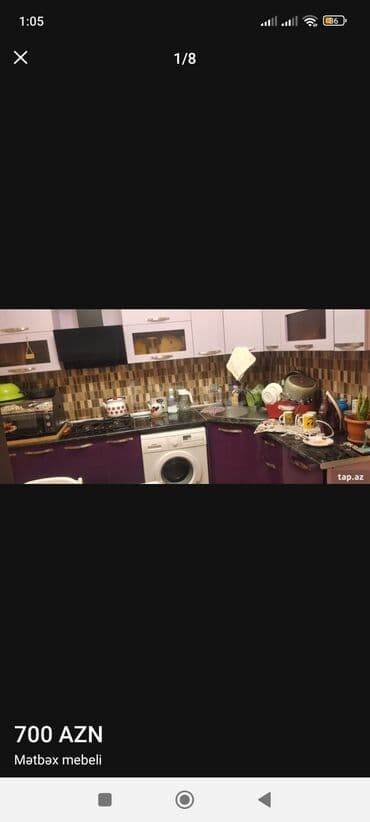 Ev üçün mebel: Mətbəx mebeli dəsti təmiz akril moyka daxildir 5 metrdi əla vəziyyətdə — 4