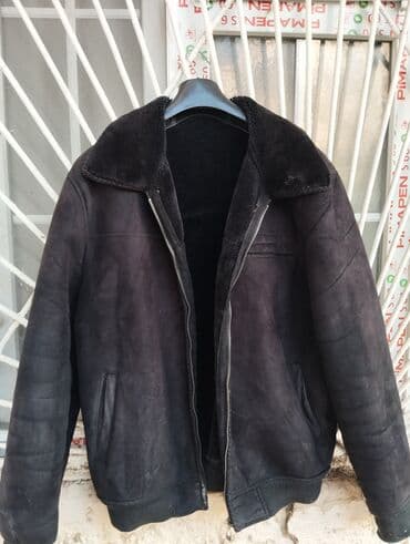 Daraq panellər: Qışlıq kişi kürkü (qara) - Model: klassik bomber üslubunda kürk — 1