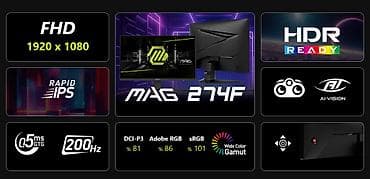 MSI Gaming MAG 274F MS-3CE427"Flat,200Hz,0.5ms, 300nits,Rapid IPS