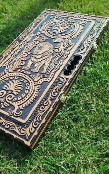 Ağac oyma nərd dəsti - Material: keyfiyyətli bərk ağac, dərin əl oyma