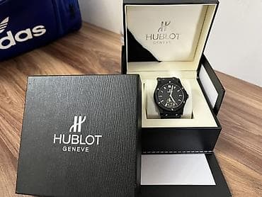 sensor saatlar: Hublot Geneve kişi qol saatı – qara rəngli, zərif dizayn Orginal — 1