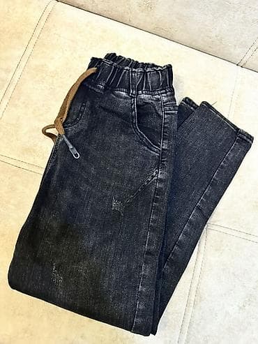 bantik.az instagram: Uşaq üçün tünd boz/qaraya çalan denim şalvar XS,S geyinə bilər — 2