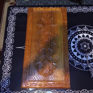 Maskalar, eynəklər: Əl işı ağacdan hazırlanmış nərd dəsti - Material: tam ağac, laklı — 2