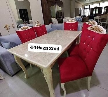6 stul: Qonaq otağı üçün, Açılmayan, Dördbucaq masa, 6 stul — 2